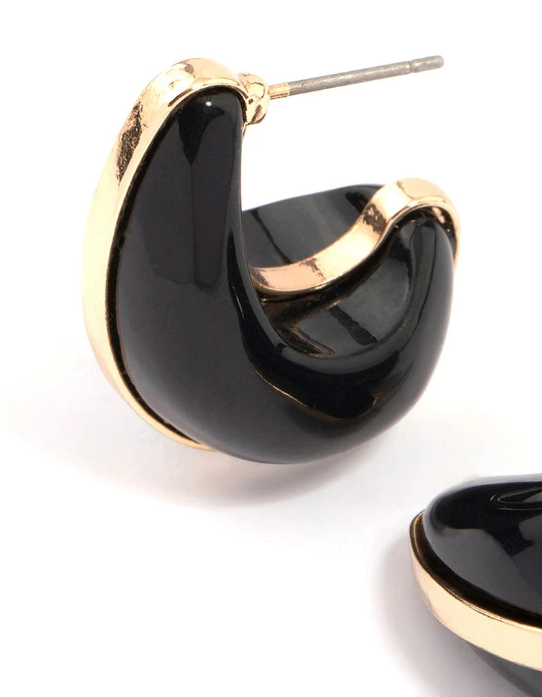 Black & Gold Teardrop Earrings