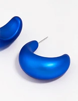 Blue Iridescent Chubby Hoop Earrings