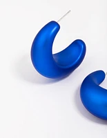 Blue Iridescent Chubby Hoop Earrings