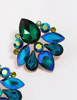 Gold Stone Cluster Statement Stud Earrings