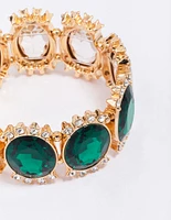 Gold Large Halo Circular Stone Bracelet