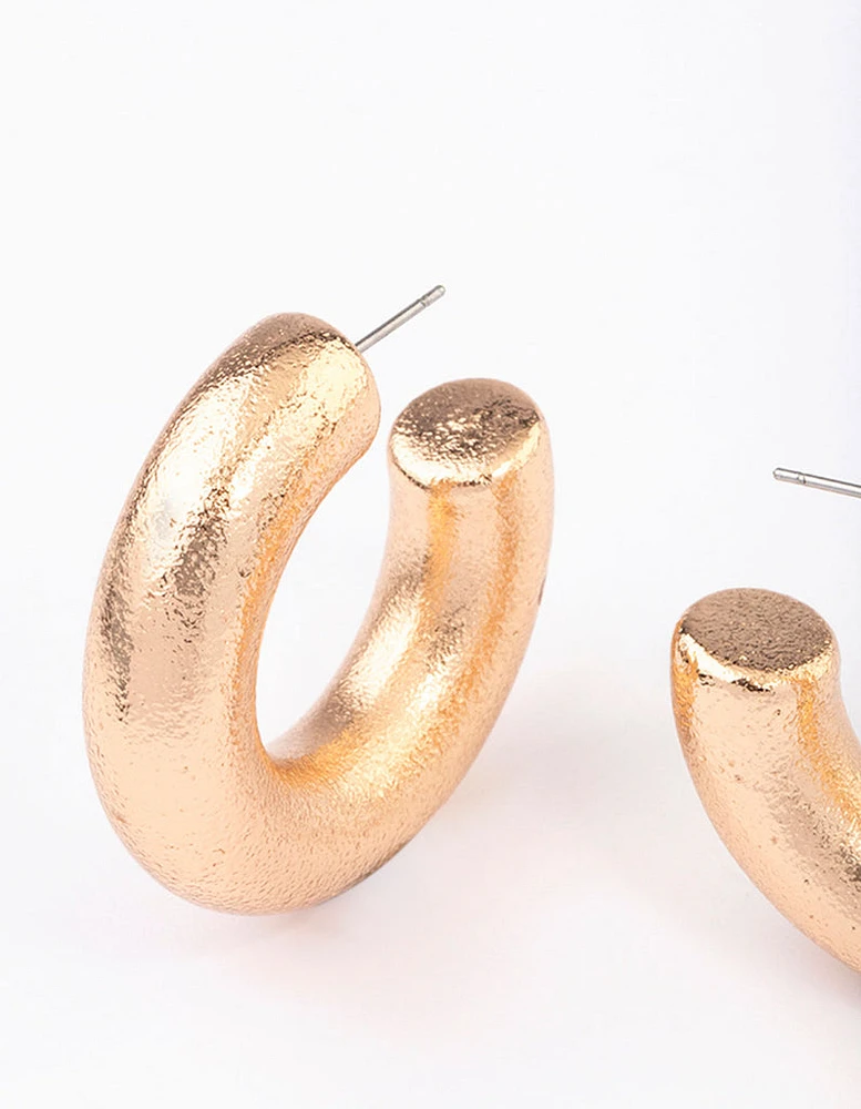 Gold Textured Bubble Hoop Earrings