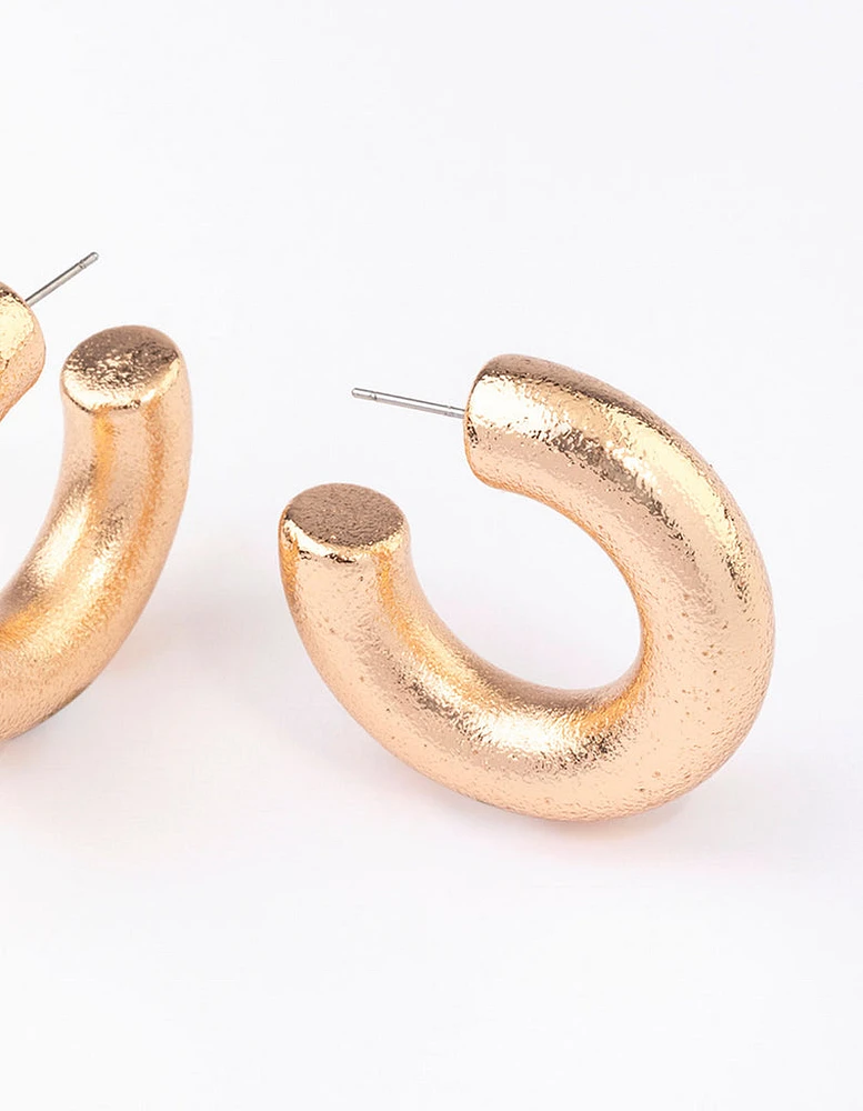 Gold Textured Bubble Hoop Earrings