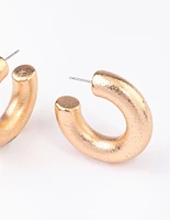 Gold Textured Bubble Hoop Earrings