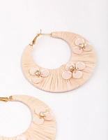 Gold Wrapped Flower Hoop Earrings