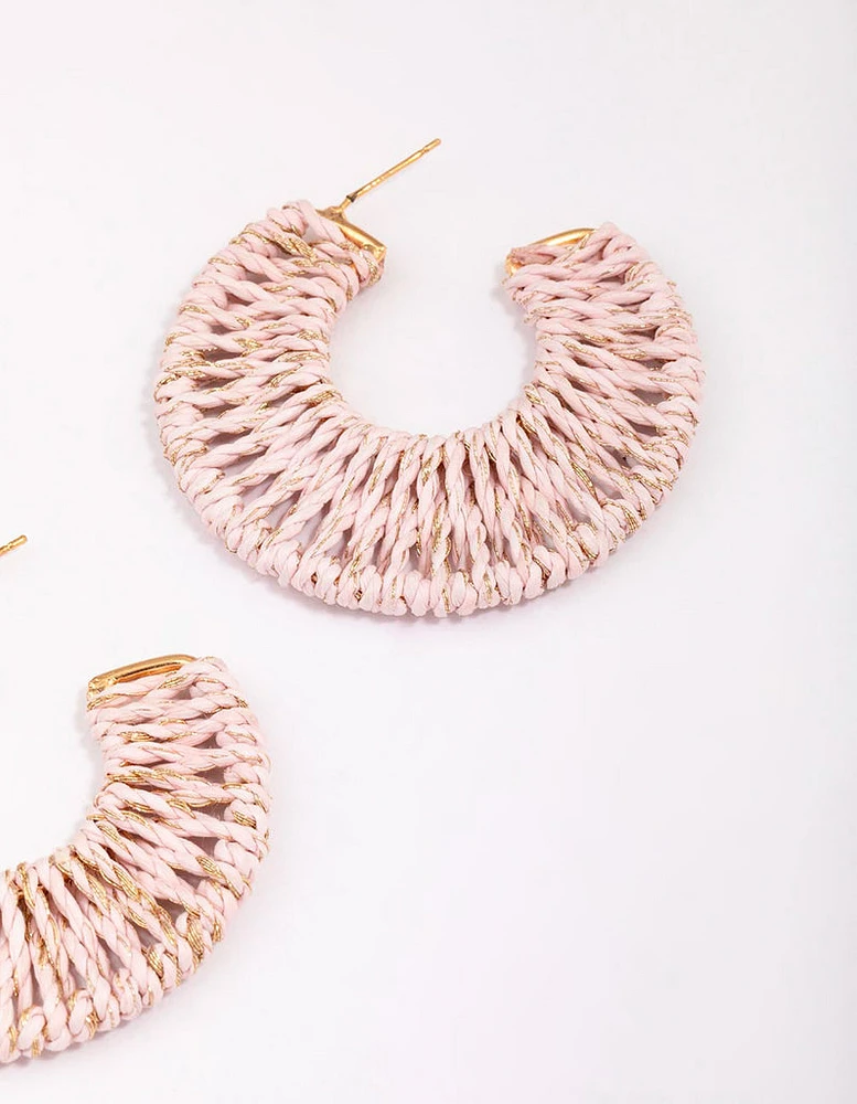 Gold Wide Wrapped Hoop Earrings