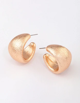 Gold Textured Tapered Hoop Earrings