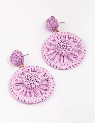 Gold & Purple Wrapped Wheel Drop Earrings