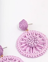 Gold & Purple Wrapped Wheel Drop Earrings