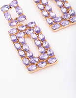 Gold & Lilac Rectangular Stone Drop Earrings