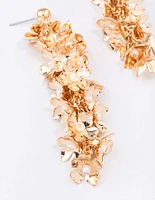 Gold Flower Cluster Drop Earrings