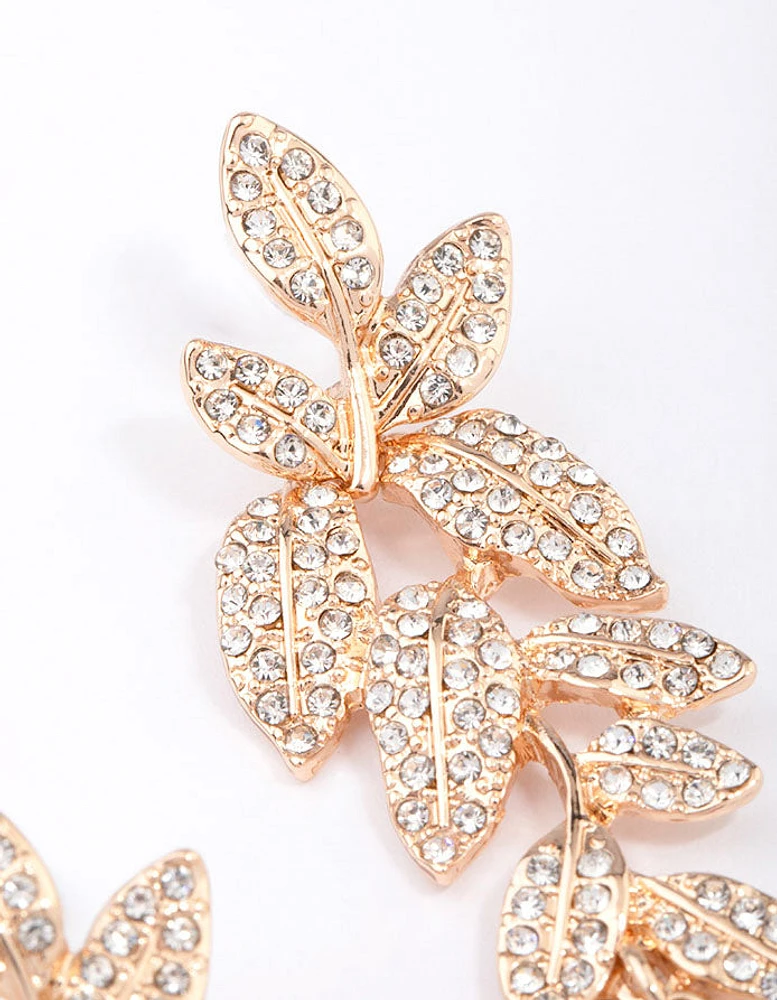 Gold Bling Leaf Drop Earrings