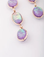 Gold Lilac Glowing Stone Drop Earrings