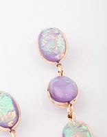 Gold Lilac Glowing Stone Drop Earrings