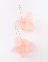 Gold Frosted Pink Flower Drop Earrings