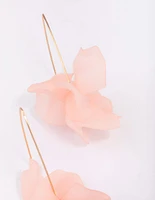 Gold Frosted Pink Flower Drop Earrings