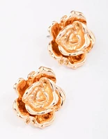 Gold Layered Flower Stud Earrings