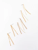 Gold Multi Chain Drop Earring 3-Pack