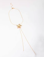 Gold Metal Flower Bolo Necklace