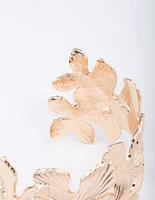 Gold Textured Flower Wrist Cuff
