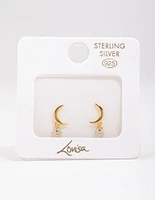 Gold Plated Sterling Silver Moon & Star Stud Earrings