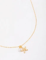 Gold Plated Sterling Silver Starfish Freshwater Pearl Chain Necklace