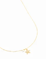 Gold Plated Sterling Silver Starfish Freshwater Pearl Chain Necklace
