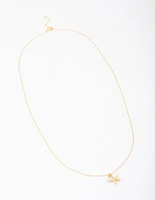 Gold Plated Sterling Silver Starfish Freshwater Pearl Chain Necklace