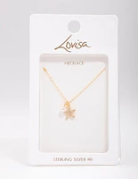 Gold Plated Sterling Silver Starfish Freshwater Pearl Chain Necklace