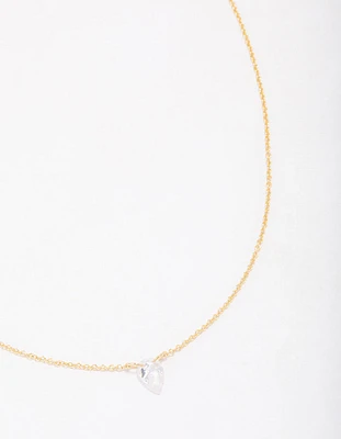 Gold Plated Sterling Silver Pear Cubic Zirconia Chain Necklace