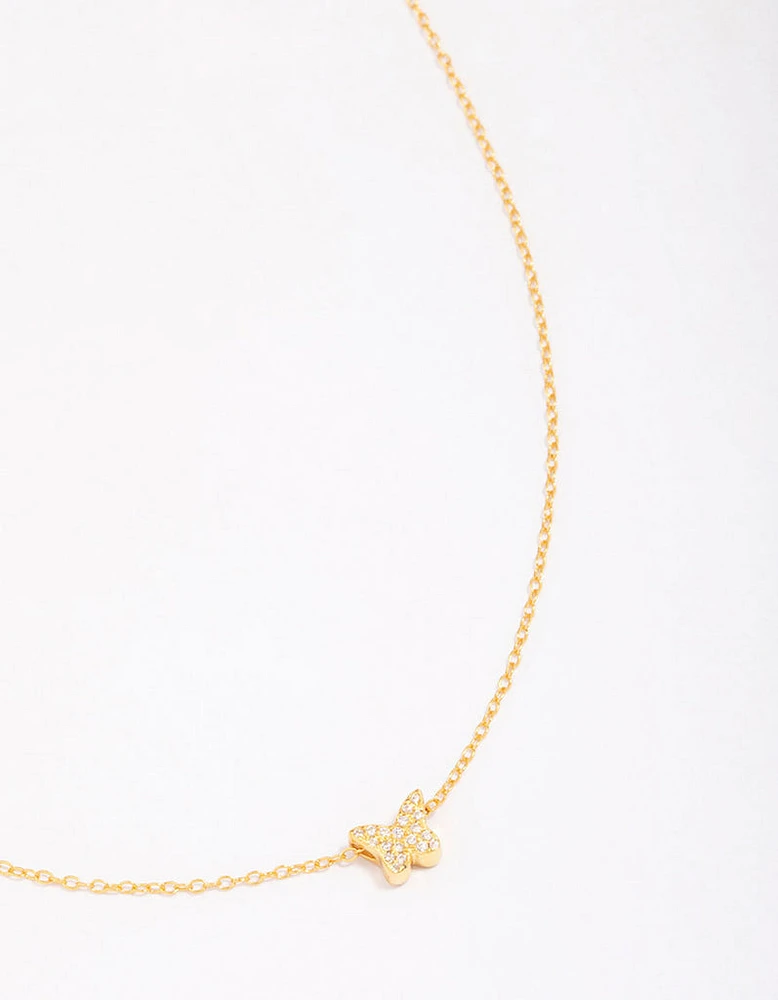 Gold Plated Sterling Silver Butterfly Pendant Necklace