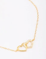 Gold Plated Sterling Silver Loop Heart Chain Bracelet