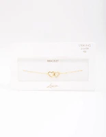 Gold Plated Sterling Silver Loop Heart Chain Bracelet