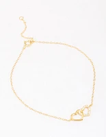 Gold Plated Sterling Silver Loop Heart Chain Bracelet