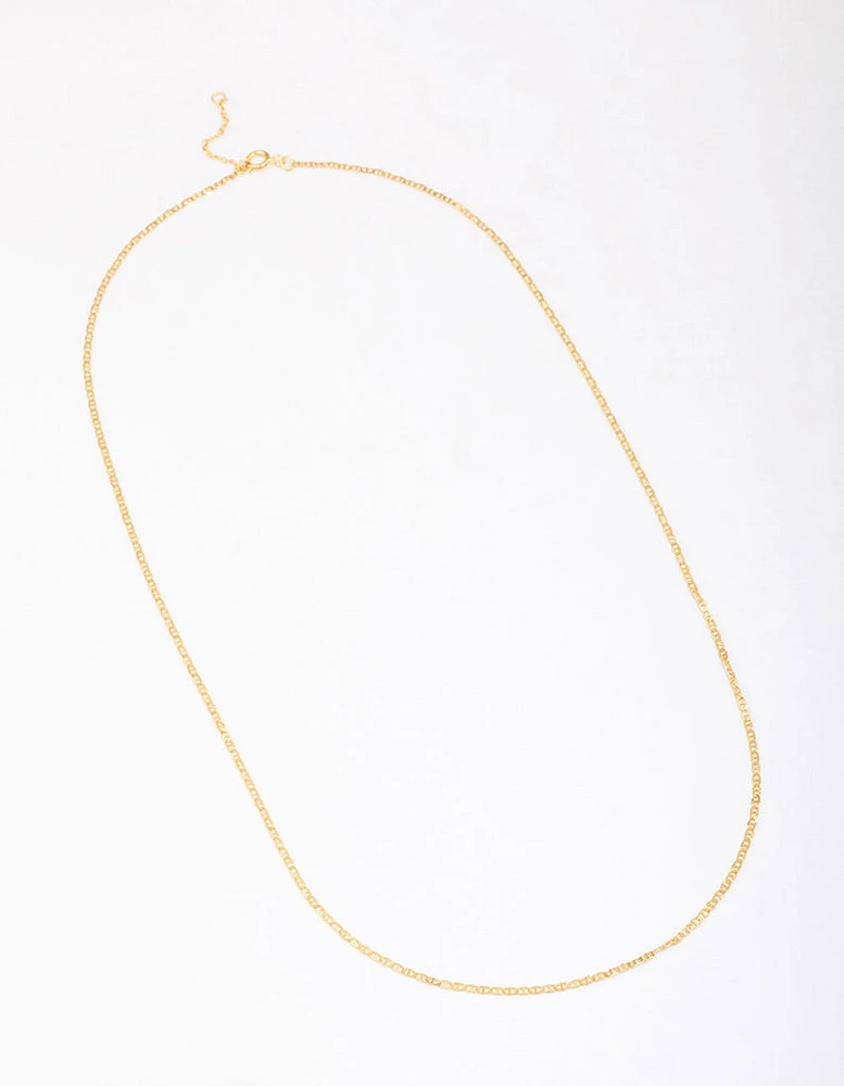 Gold Plated Sterling Silver Long Chain Necklace