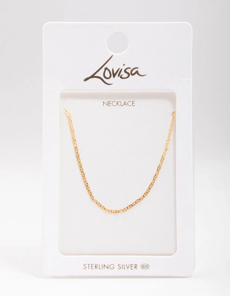 Gold Plated Sterling Silver Long Chain Necklace