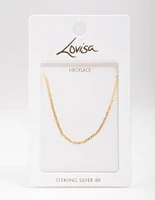 Gold Plated Sterling Silver Long Chain Necklace