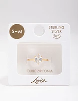 Gold Plated Sterling Silver Oval Solitaire Ring