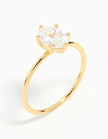 Gold Plated Sterling Silver Oval Solitaire Ring