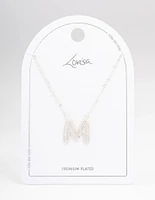 Letter Silver Plated Pave Pendant Initial Necklace