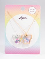 Kids Gold & Silver Butterfly Shaker Pendant Necklace Pack