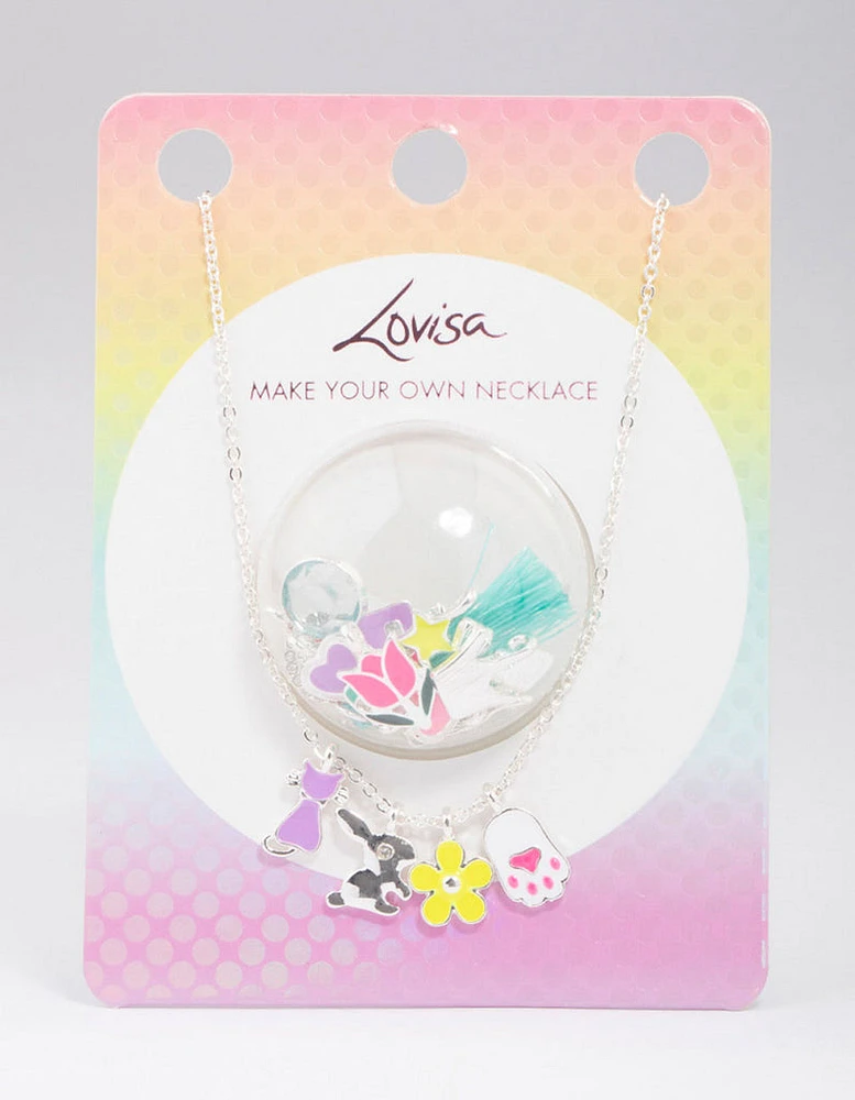 Kids Silver Make Your Own DIY Easter Bunny Charm Necklace