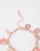 Kids Rose Gold Bunny Charm Bracelet