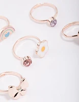 Kids Rose Gold Easter Bunny Bow Ring 6-Pack