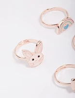 Kids Rose Gold Easter Bunny Bow Ring 6-Pack