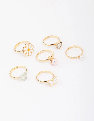 Kids Pearl Bunny Ring 6-Pack