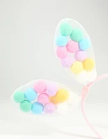 Kids Fabric Pom Pom Bunny Ear Headband