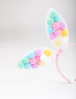 Kids Fabric Pom Pom Bunny Ear Headband