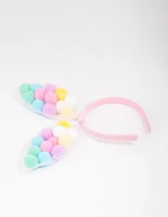 Kids Fabric Pom Pom Bunny Ear Headband