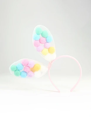 Kids Fabric Pom Pom Bunny Ear Headband